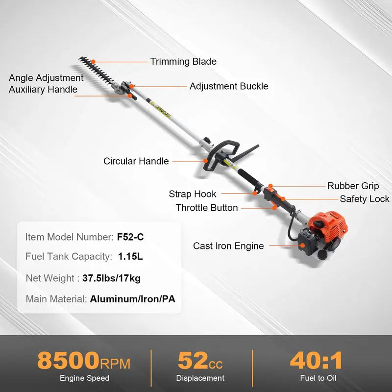 VEVOR 6-in-1 Multi-Functional Trimming Tools with Gas Hedge Trimmer